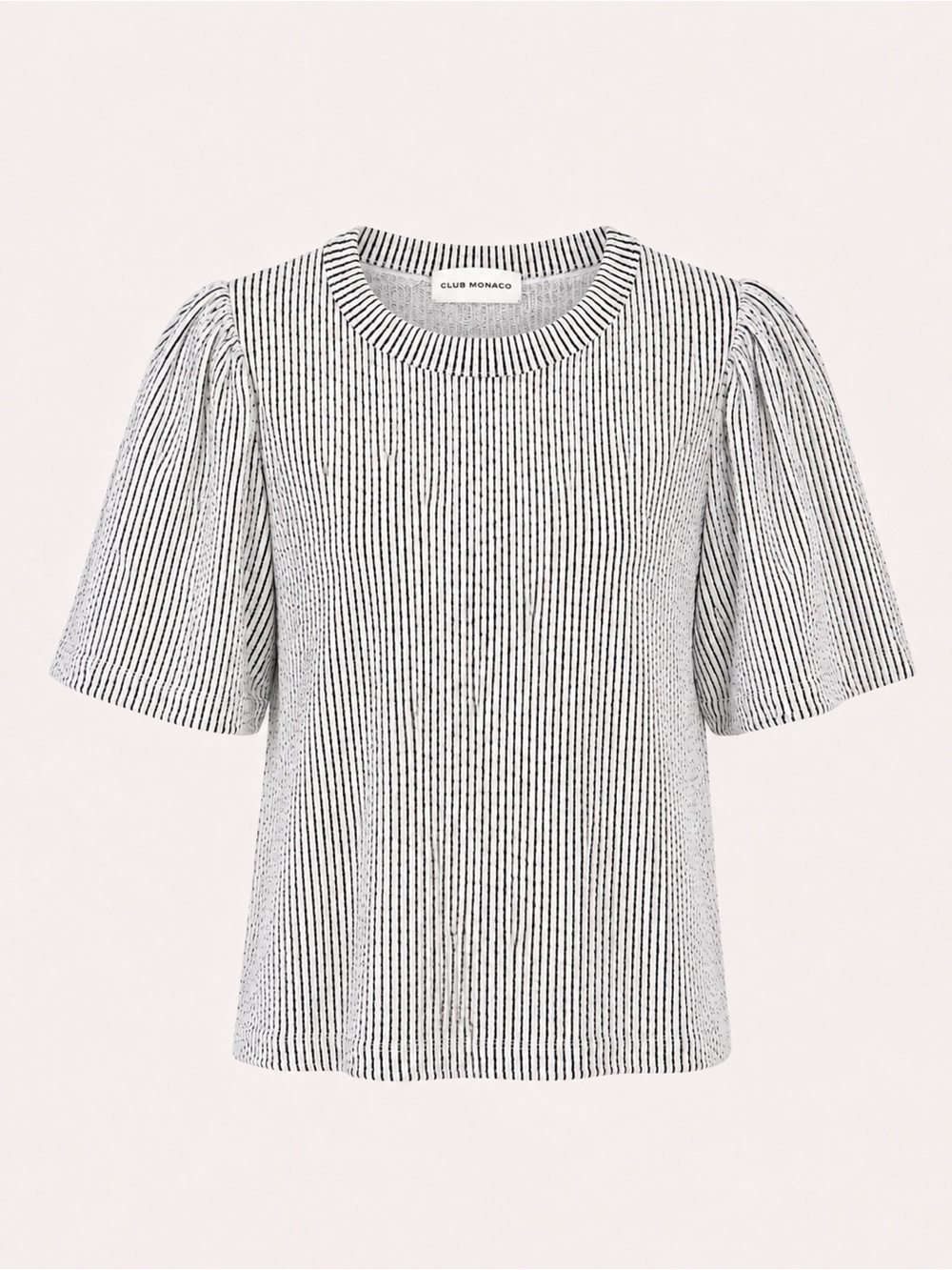 Club Monaco Black & White Textured Top with Split Sleeves – Size M